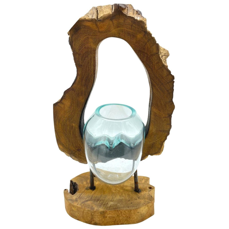 Vase d'art suspendu en verre Molton sur bois