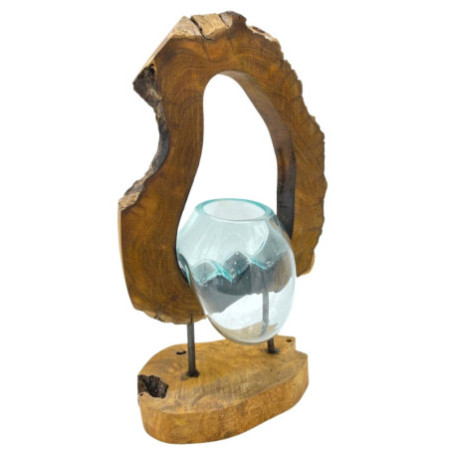 Vase d'art suspendu en verre Molton sur bois