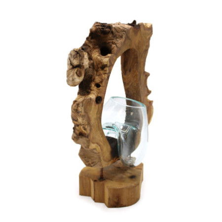 Vase d'art suspendu en verre Molton sur bois