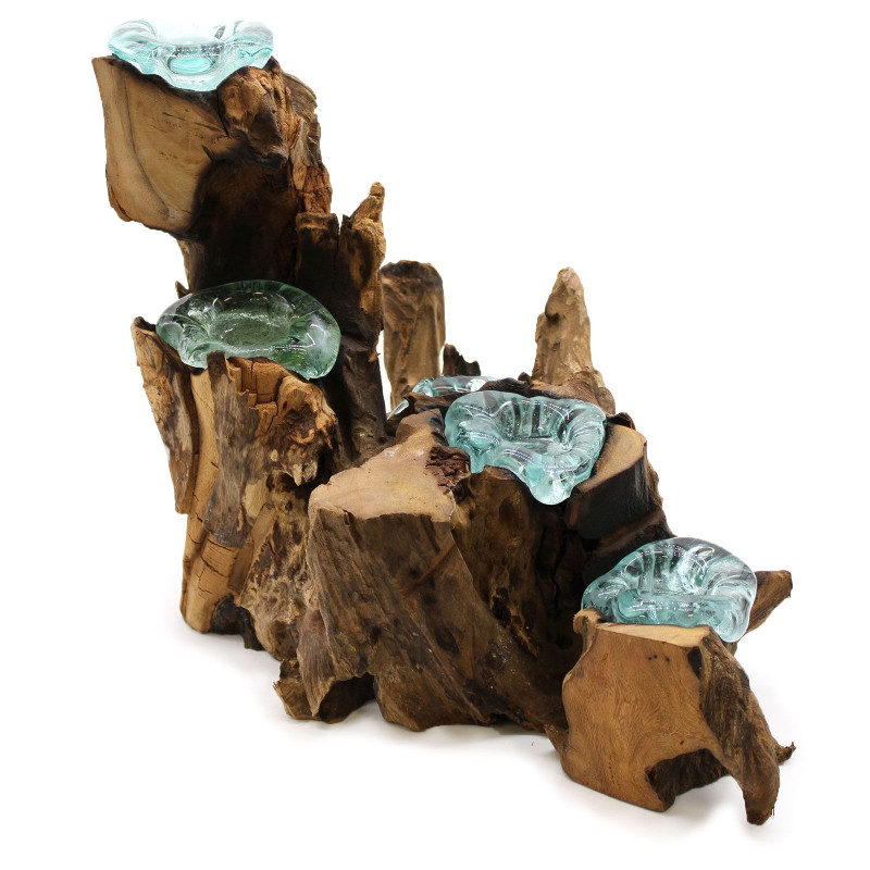 Bougeoir en verre Molton pour cinq bougies sur bois