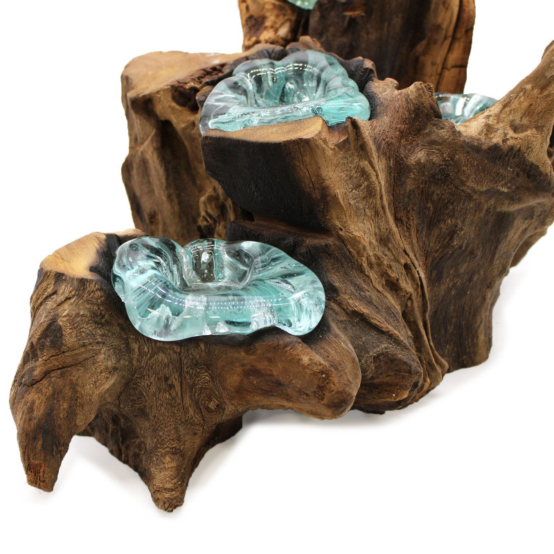 Bougeoir en verre Molton pour cinq bougies sur bois