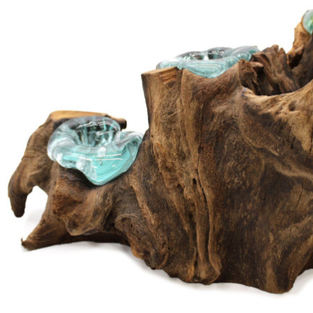 Bougeoir en verre Molton pour cinq bougies sur bois