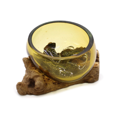 Mini bol en verre Molton ambré sur bois