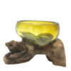 Mini bol en verre Molton ambré sur bois
