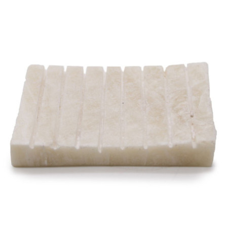 Porte-savon strié en onyx blanc