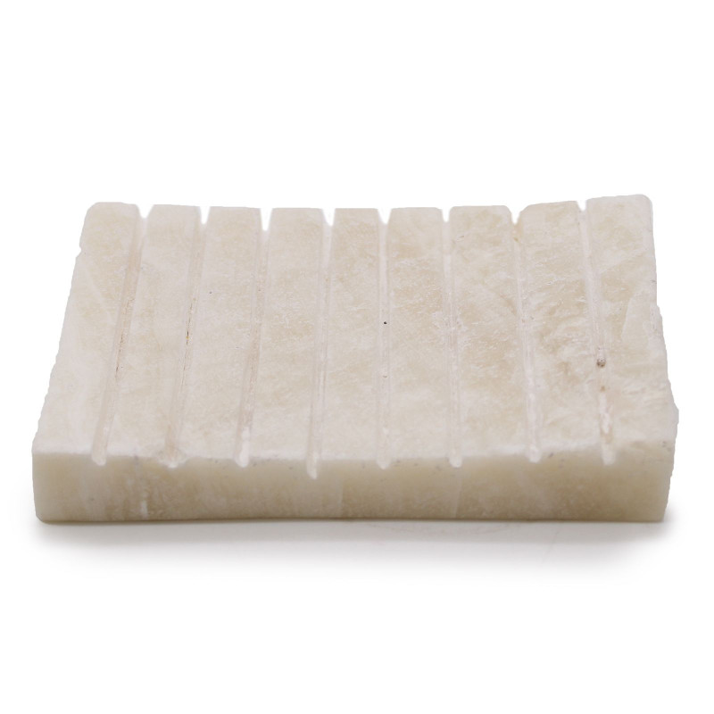 Porte-savon strié en onyx blanc