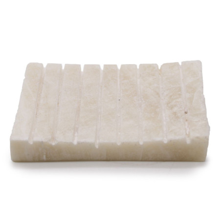 Porte-savon strié en onyx blanc