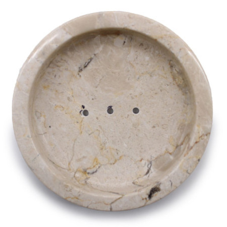 Porte-savon plat rond en marbre miel