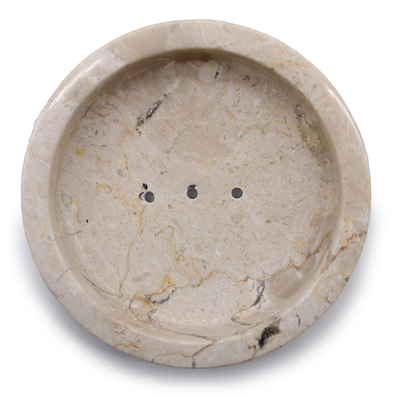 Porte-savon plat rond en marbre miel