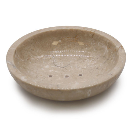 Porte-savon rond en marbre miel