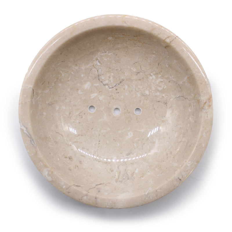 Porte-savon rond en marbre miel