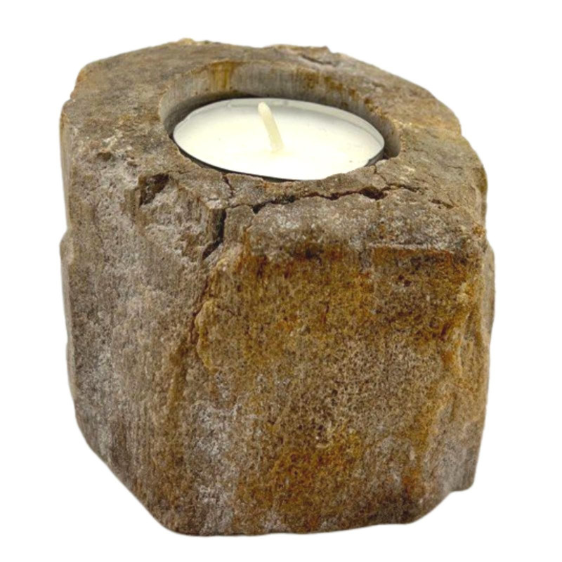 Bougeoir en bois pétrifié - Simple bas