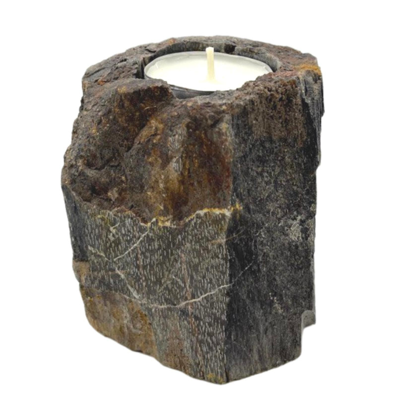 Bougeoir en bois pétrifié - Simple bas