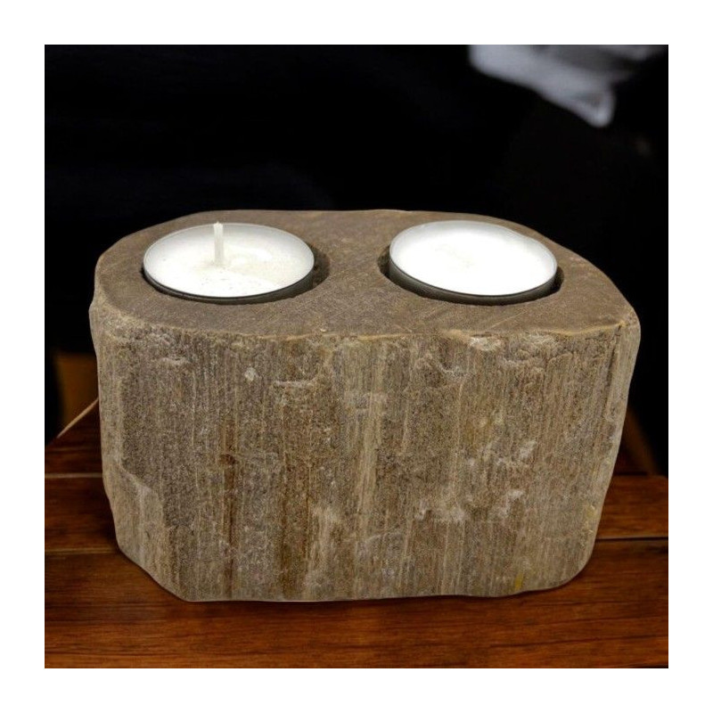 Bougeoir en bois pétrifié - Double