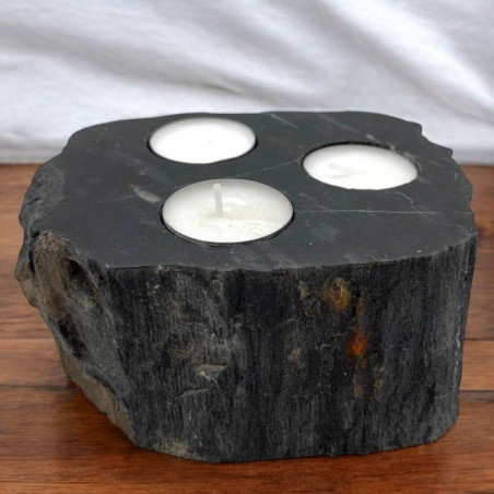 Bougeoir en bois pétrifié - Triple