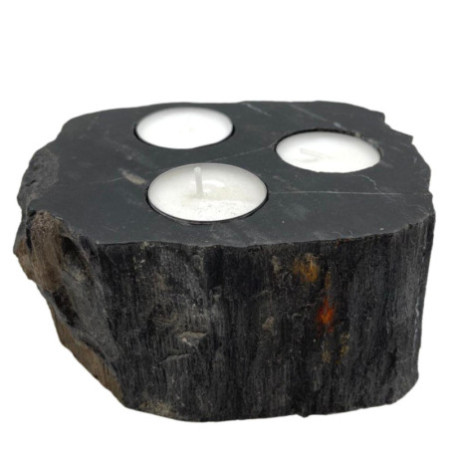 Bougeoir en bois pétrifié - Triple