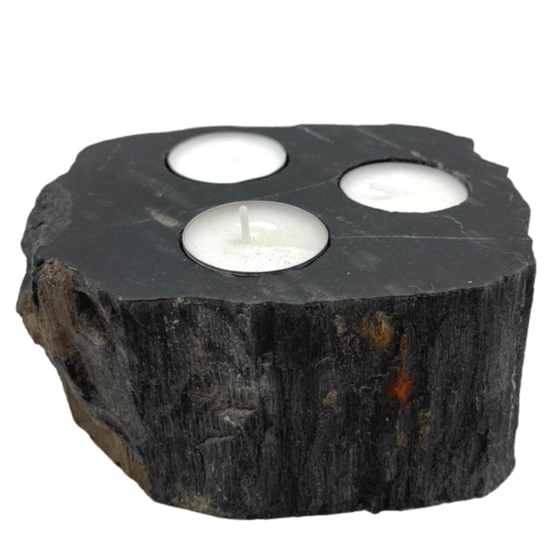 Bougeoir en bois pétrifié - Triple