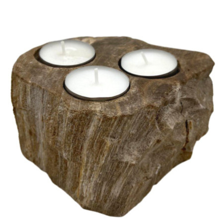 Bougeoir en bois pétrifié - Triple