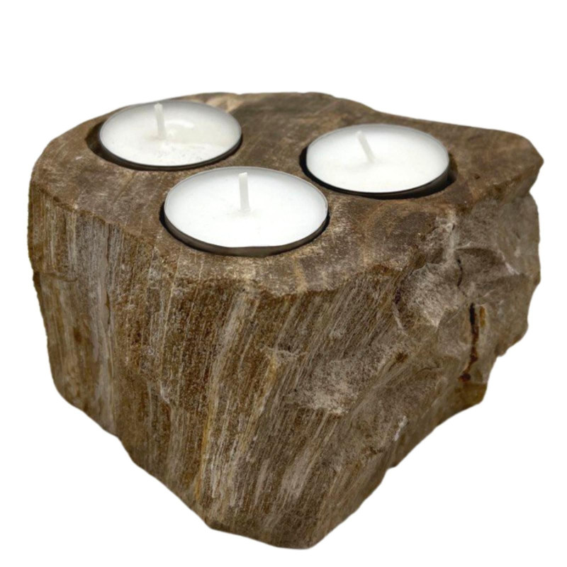 Bougeoir en bois pétrifié - Triple