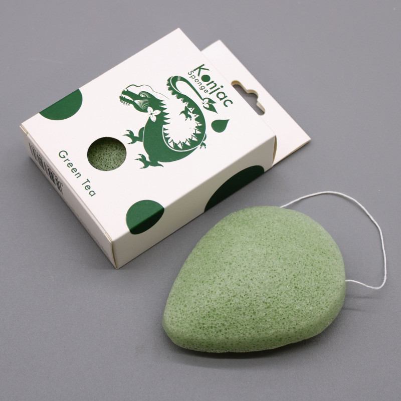 Éponge Konjac en forme de larme - Thé vert - Protectrice