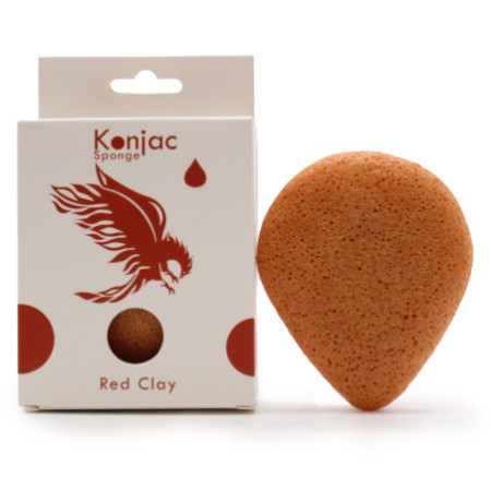 Éponge Konjac en forme de larme - Argile rouge - Rajeunissante