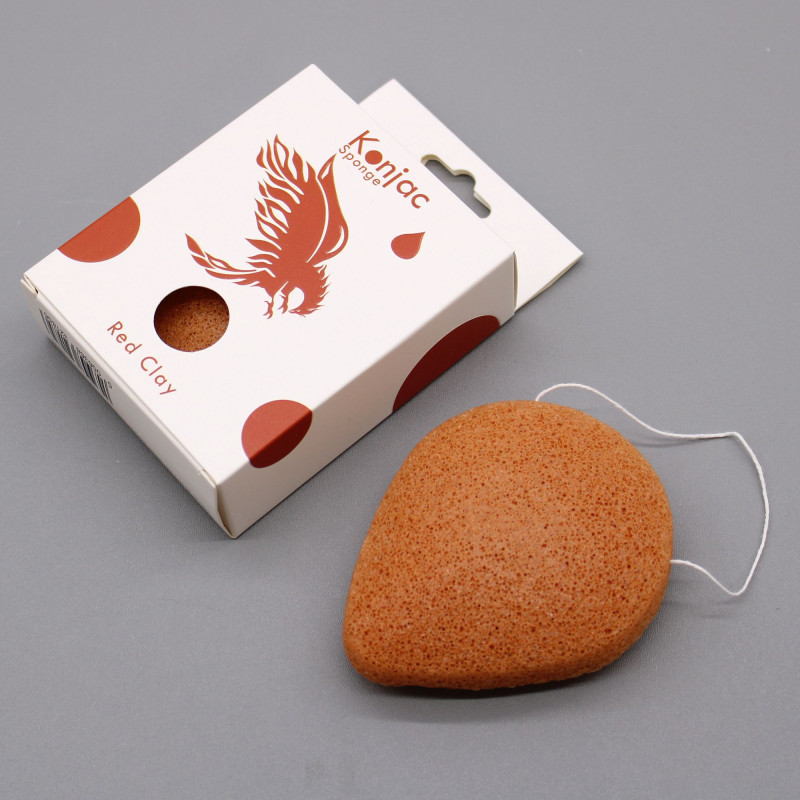 Éponge Konjac en forme de larme - Argile rouge - Rajeunissante
