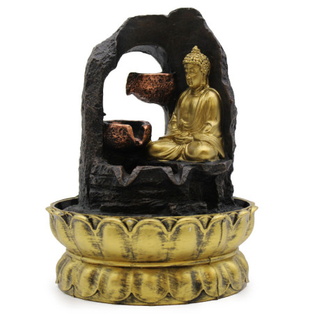Fontaine de table - 30 cm - Bouddha méditant doré