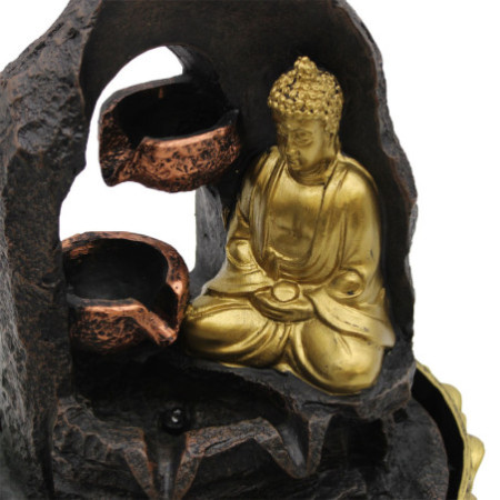 Fontaine de table - 30 cm - Bouddha méditant doré