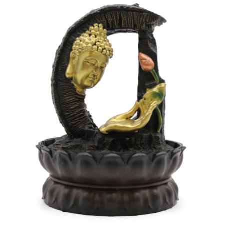 Fontaine de table - 30 cm - Bouddha doré et lotus