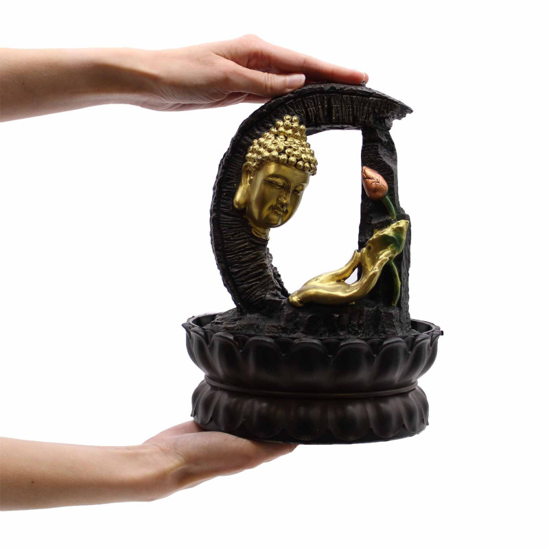 Fontaine de table - 30 cm - Bouddha doré et lotus