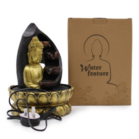 Fontaine de table - 30 cm - Bouddha doré et pots verseurs