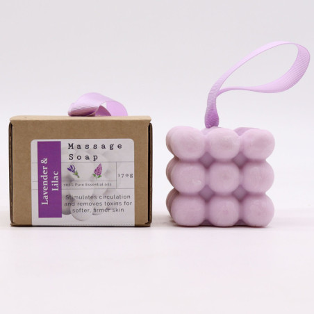 Savons de massage individuels en boîte - Lavande et lilas