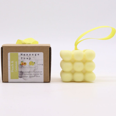 Savons de massage individuels en boîte - Pêche et citron