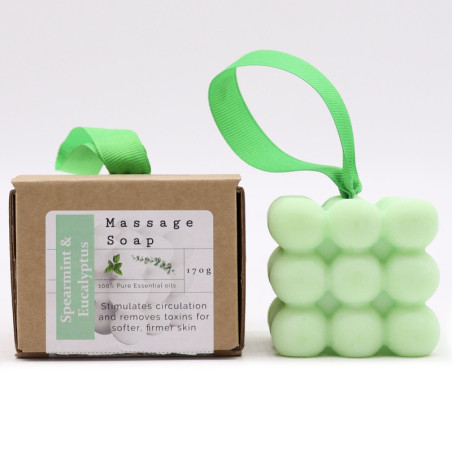 Savons de massage individuels en boîte - Menthe verte et eucalyptus