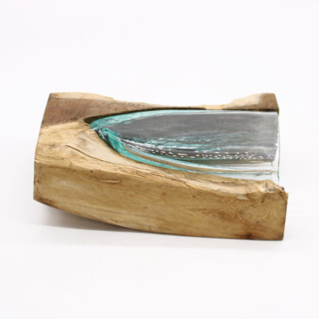 Vase artistique en verre Molton en forme de V sur bois