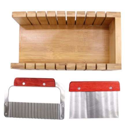 Ensemble de coupe-savon en bois - Coupe-savon ondulé et droit