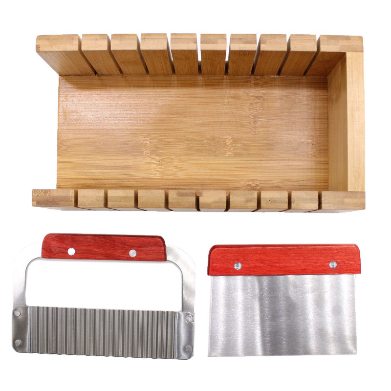 Ensemble de coupe-savon en bois - Coupe-savon ondulé et droit