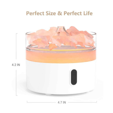 Diffuseur d'arômes au sel de l'Himalaya - Veilleuse - USB-C - Effet flamme (sel inclus)