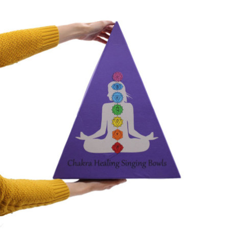 Coffret cadeau de bols chantants pyramidaux Chakra
