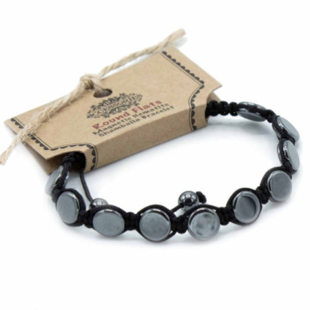 Bracelet Shamballa magnétique en hématite - Ronds plats