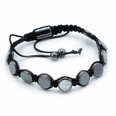 Bracelet Shamballa magnétique en hématite - Ronds plats