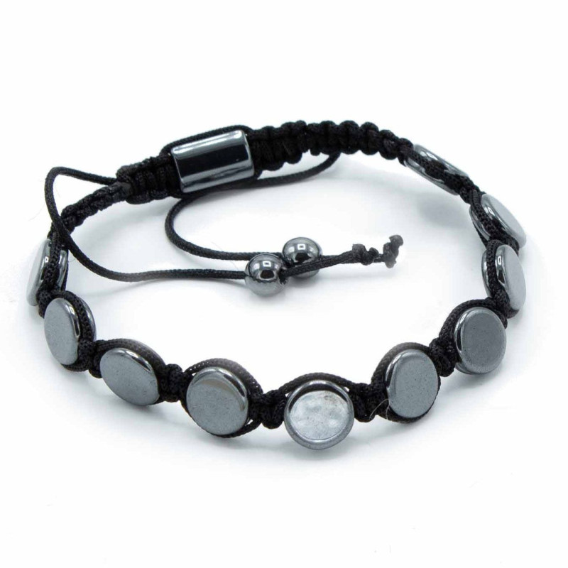 Bracelet Shamballa magnétique en hématite - Ronds plats