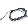 Bracelet Shamballa magnétique en hématite - Crânes hexagonaux