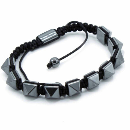 Bracelet Shamballa magnétique en hématite - Pyramides pointues
