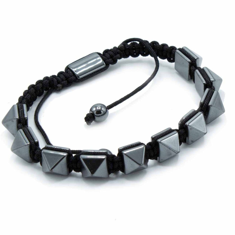 Bracelet Shamballa magnétique en hématite - Pyramides pointues