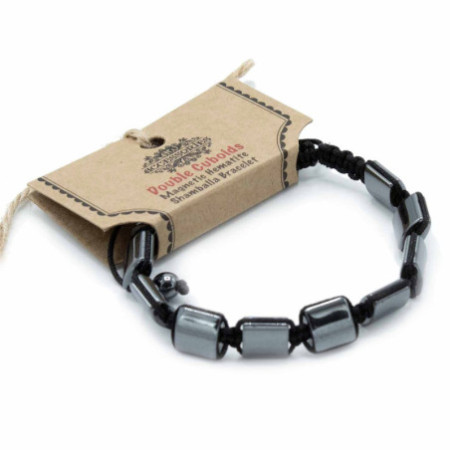 Bracelet Shamballa magnétique en hématite - Doubles cuboïdes