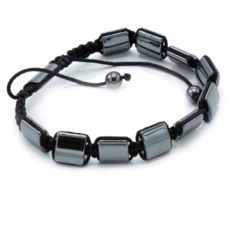 Bracelet Shamballa magnétique en hématite - Doubles cuboïdes