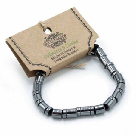 Bracelet Shamballa en hématite magnétique - Cylindres et cercles