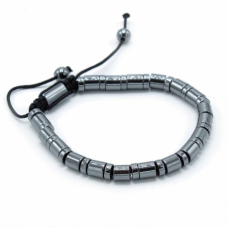 Bracelet Shamballa en hématite magnétique - Cylindres et cercles