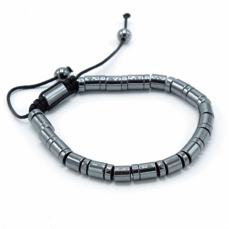 Bracelet Shamballa en hématite magnétique - Cylindres et cercles